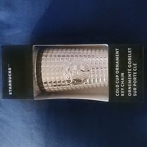 NWT Starbucks 2023 Silver Cold Cup Ornament Key Chain
